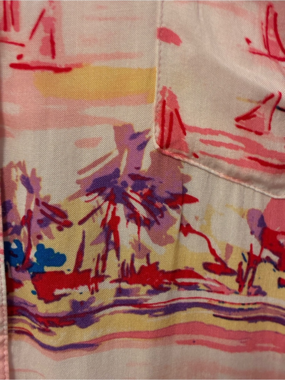 Basic Editions Pink Abstract Short-Sleeve Button-Up - Picture 4 of 6